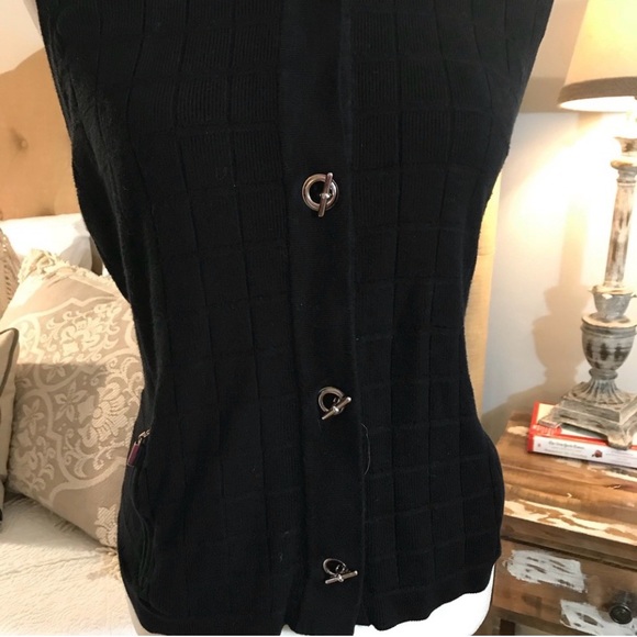 Jamie Sadock Black V-Neck Sweater Vest Button Up - Picture 3 of 16